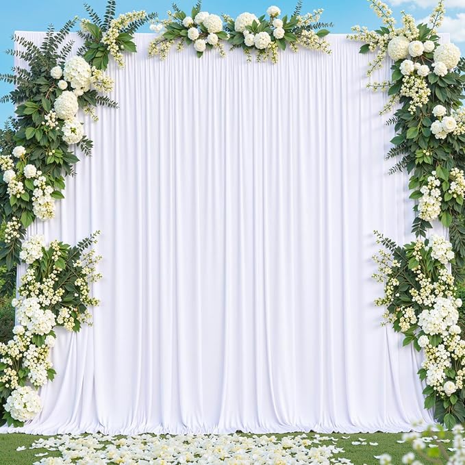 White Backdrop Curtain for Parties Wedding Wrinkle Free White Photo Curtains Backdrop Drapes Fabric Decoration for Baby Shower 5ft x 7ft,2 Panels by Tao-GePartyDecorations