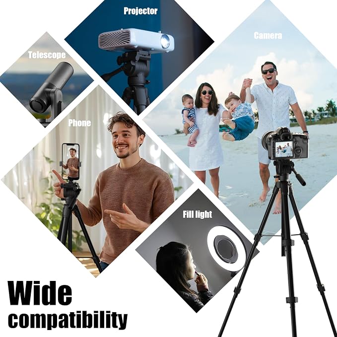 Travel Camera Tripod, Lightweight Stand for Canon, Spotting Scopes | Portable Phone Stand with Wireless Remote and Carry Bag, Max Load 11lb, Compatible with Canon EOS Rebel, DSLR, iPhone, Nikon - Image 6