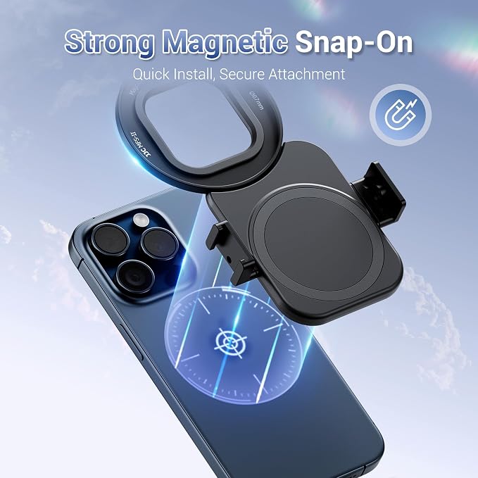 67mm Phone Lens Filter Adapter Mount for iPhone 16 15 14 Pro Pro Max Plus | Double-Sided Magnetic Phone Lens Filter Ring with 1/4-2" Screw & Cold Shoe Mount Pull-Out to fit 16 15 Pro Max (No Filters - Image 8