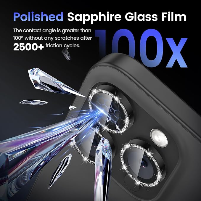 Tensea Camera Lens Protector Compatible for iPhone 17 Pro Max/17 Pro/15 Pro Max/15 Pro/16 Pro Max/16 Pro/14 Pro Max/14 Pro, Metal Tempered Glass Cover Camera Screen Protector Accessories,Case Friendly - Image 6