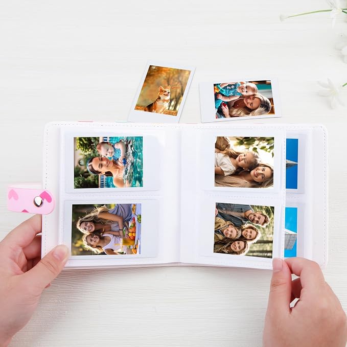 Ruibytree 112-Pocket Small Photo Album for 2x3 Pictures, Hearts Pink,1 Pack | Cute PU Leather Cover, Compact Portable, Compatible with Fujifilm Instax Mini & Polaroid 2x3 Photos, Easily Store all Memorie - Image 5