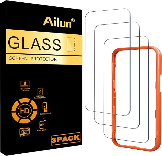 Ailun Screen Protector for iPhone 16 Pro Max, 3 Pack, Tempered Glass | 6.9 inch, Installation Frame, Sensor Protection, Dynamic Island Compatible, Case Friendly by Ailun