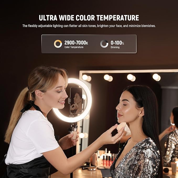 NEEWER 10" 20W High Power LED Ring Light for Phone with 71" Tripod Stand, Bi Color Ringlight, Phone Holder Compatible with iPhone for Video Recording Selfie Makeup Studio Live Streaming TikTok, RH10B - Image 3