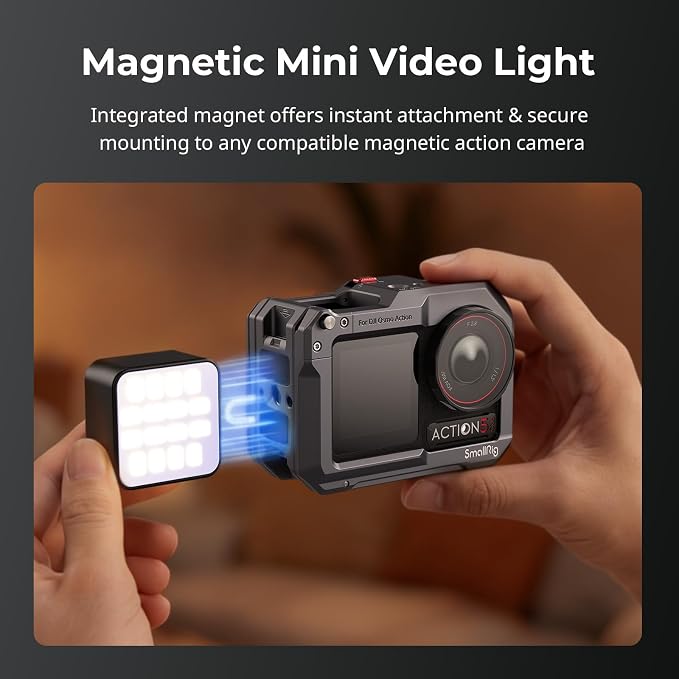 SmallRig Magnetic Mini LED Video Light for Action Cameras, 3000K-6000K, 500mAh Battery, for DJI OSMO Action 6/5 Pro/4/Pocket 4/3/Nano, for GoPro Light, for Insta360 Ace Pro2, for Xtra Muse- 5446 | 500mAh, Cold Shoe Light for DJI OSMO Action 6/5 Pro/4/P... - Image 2