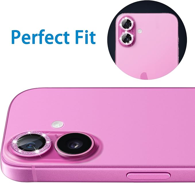 Designed for iPhone 16 and 16 Plus Camera Lens Protector, Bling Glitter Diamond Lens Cover 9H Tempered Glass Camera Cover Anti Scratch Shockproof Screen Protector - Image 6
