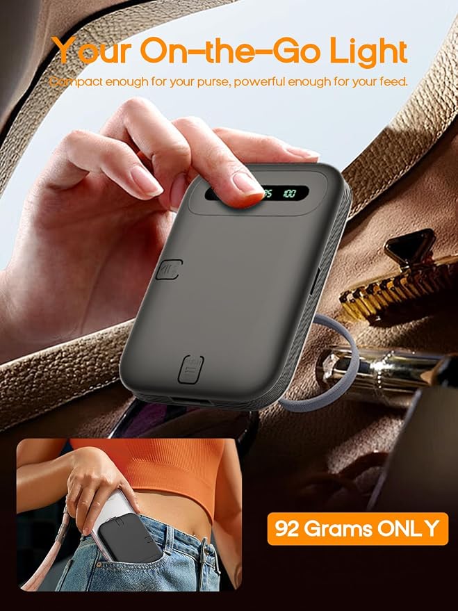 Selfie Light – Rechargeable Phone Light Clip with Digital Display, 3 Light Modes & 10 Brightness Levels for TikTok, Vlog, Makeup, Zoom - Image 7