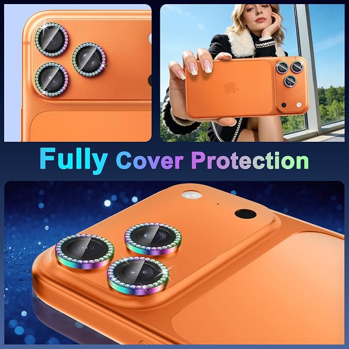 Meshine for iPhone 17 Pro/17 Pro Max Camera Lens Protector,Scratch Proof,Strong Adsorption,9H Hardness with Metal Ring Camera Cover,Ultra Thin Case Friendly, Accessories Lens Protector,Shiny Orange - Image 8
