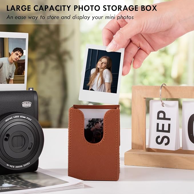 2x3 Inch Photo Holder Compatible for Instax Mini EVO/Liplay/SE/12/11/13/41/40/99/90/9/8/7S Camera Films, 3 Inch Film Storage Box, Photo Case Accessories Can Hold 50 PCS Picture - Brown - Image 6