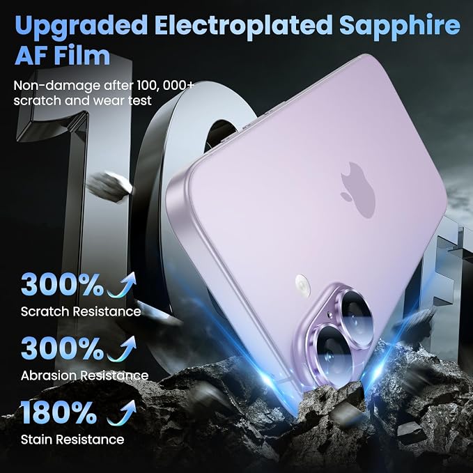 Uyiton for iPhone 17 Camera Lens Protector, Metal Frame Glass Cover | Not Easy to Break, Strong Adsorption, Case-Friendly, Metal 9H Sapphire Glass Rear Camera Screen Cover, Lavender - Image 6