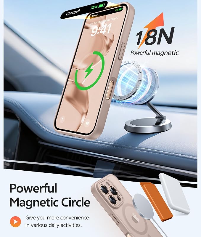 FNTCASE for iPhone 16 Pro Case, Fit for Magsafe, with Screen Protector | Full Camera Protection, Translucent Matte, 14FT Military Grade Drop Proof, Shockproof Protective Phone Cover, Desert Gold - Image 3