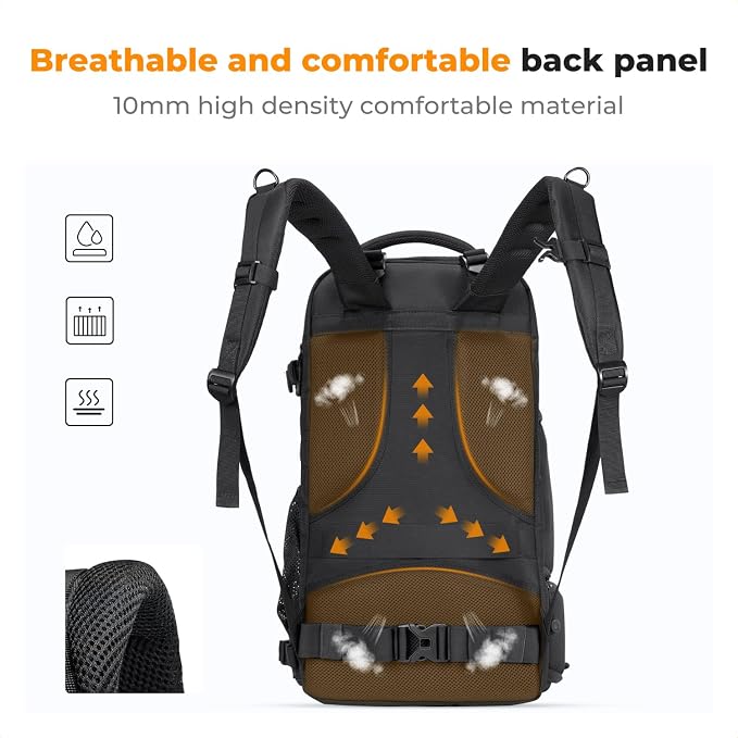 K&F CONCEPT Camera Backpack,30L Large Capacity Camera Bag for Photographers | Raincover, 16 Inch Laptop Compartment, Compatible for Canon/Nikon/Sony/DJI Mavic Drone, Travel, B12 - Image 3