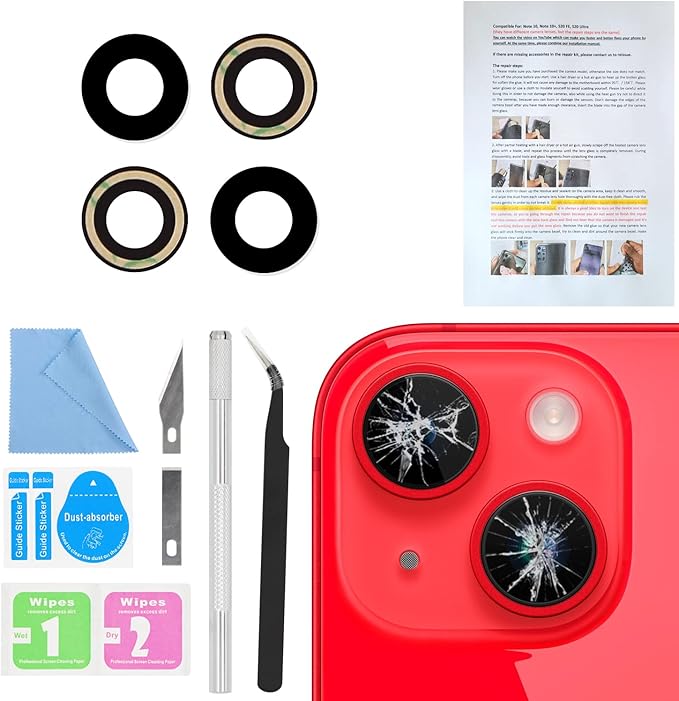 ASDAWN Back Rear Camera Lens Glass Replacement for iPhone 14 6.1 inch and 14 Plus 6.7 inch with Pre-Installed Adhesive, Back Lens Glass with Installation Manual + Repair Tool Set by ASDAWN