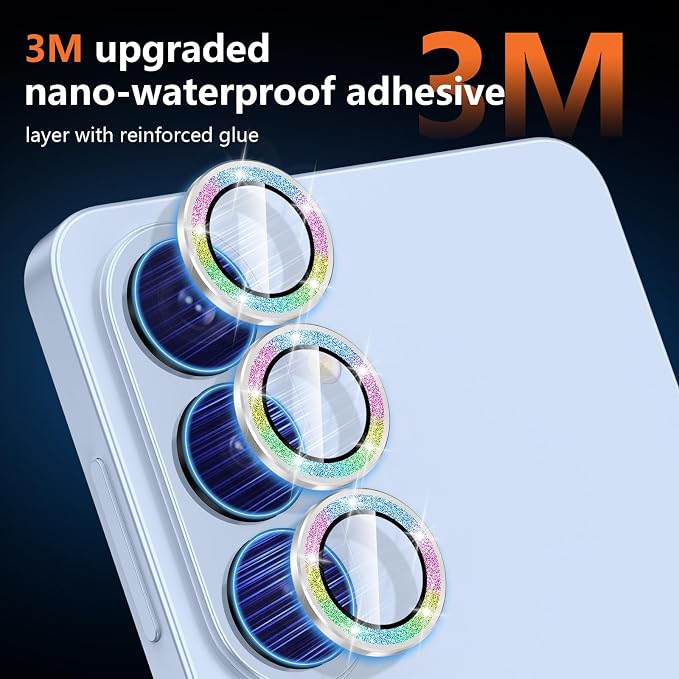 for Samsung Galaxy S26 Plus Camera Lens Protector, Individual Metal Ring Tempered Glass Lens Cover, [Strong Adsorption] Scratch Resistant Ultra-Thin HD Clear Lens Cover,1 Set-Colorful Sparkly - Image 5
