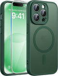 FNTCASE for iPhone 13 Pro Case, Fit for Magsafe, Screen Protector Green | Full Camera Protection, Translucent Matte, 14FT Military Grade Drop Proof, Shockproof Protective Phone Cover, Green by FNTCASE