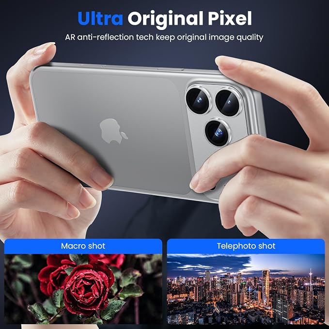 WSKEN for iPhone 17 Pro Camera Lens Protector - Military Grade Design | Strong Adhesion, Daily Shatterproof, Metal Aluminum Alloy Tempered Glass Camera Screen Protector, Silver - Image 2