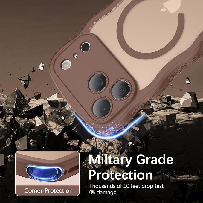 BENTOBEN Magnetic for iPhone 17 Pro Case, Cute Wavy Full Camera Protection [Compatible with MagSafe] Matte Anti-Slip Bumper Women Girls Boys Protective Cover for 17 Pro 6.3", Desert Titanium - Image 3