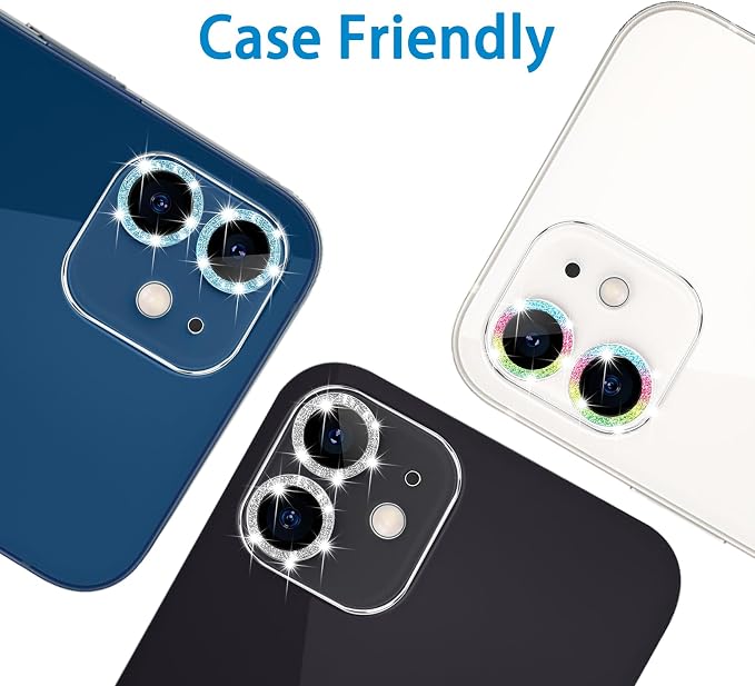 Dengduoduo 3 Pack Tempered Glass Camera Lens Protector for iPhone 12 6.1" Bling Glitter Sparkle, Ultra HD, 9H Hardness, Anti-Scratch, Case Friendly, Easy to Install [No Affect on Night Shots] - Image 7