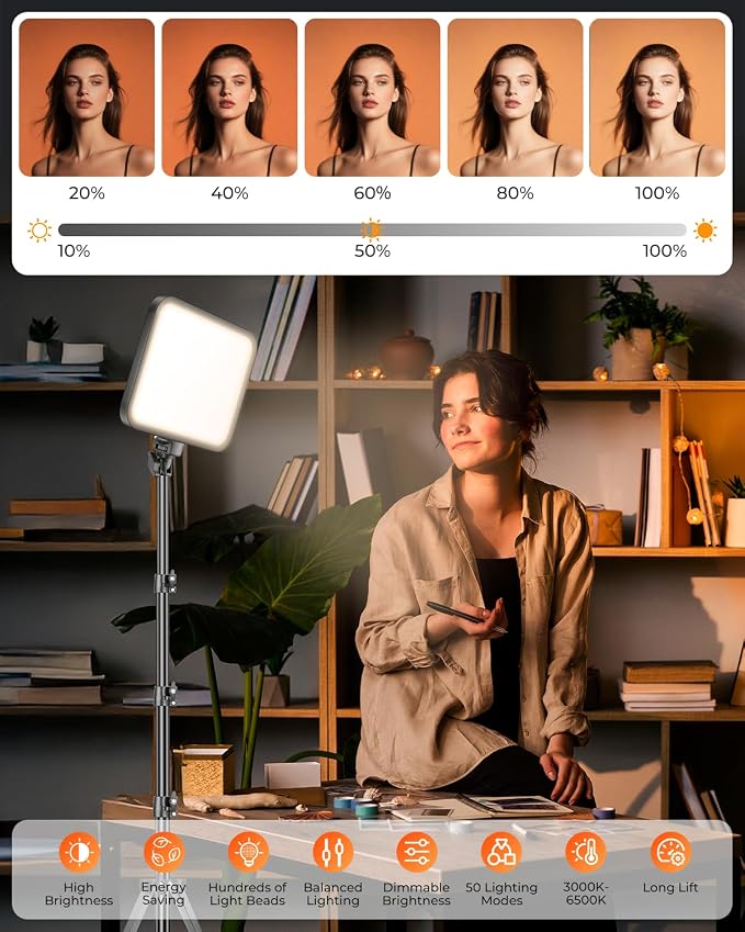 Torjim 11 Inch Video Light Kit for Creators-24W High Brightness Studio Lights with Tripod Stand & Phone Holder & Remote, Adjustable Photography Lighting for Clearer YouTube Streaming Home Studio | Studio Lights with Tripod Stand & Phone Holder | 3000-6... - Image 2