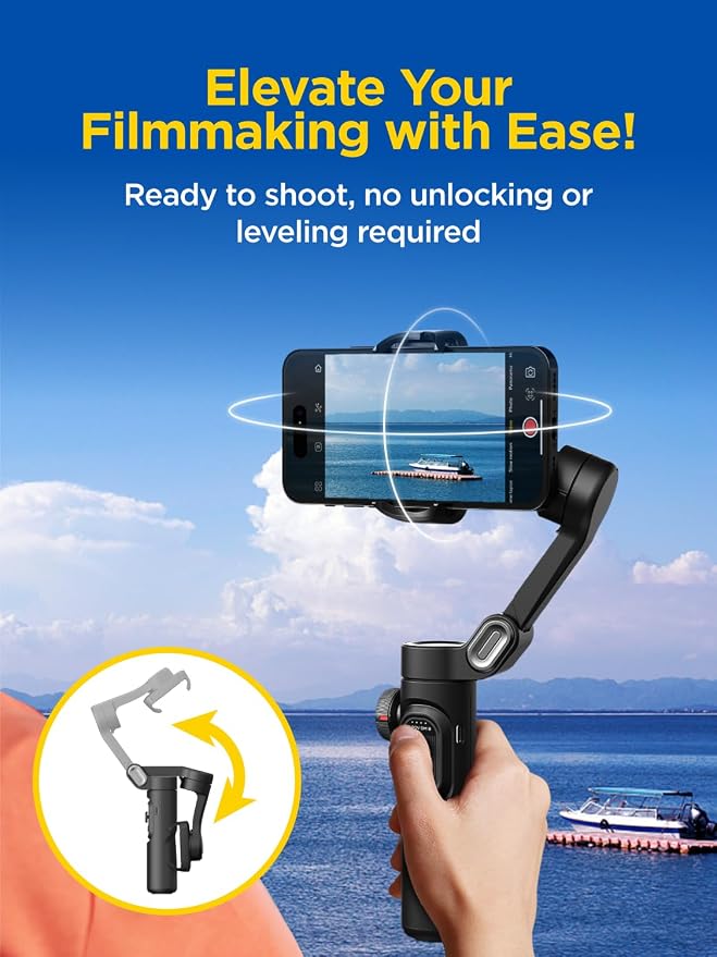 AOCHUAN Smart XE w/Focus/Object Track Gimbal Stabilizer for iPhone Gimbal | Foldable Handheld Phone Stabilizer for Video Recording, 3-Axis Gimbal for iphone 17 16 15 Pro Max,Face/Object Tracking in APP - Image 7
