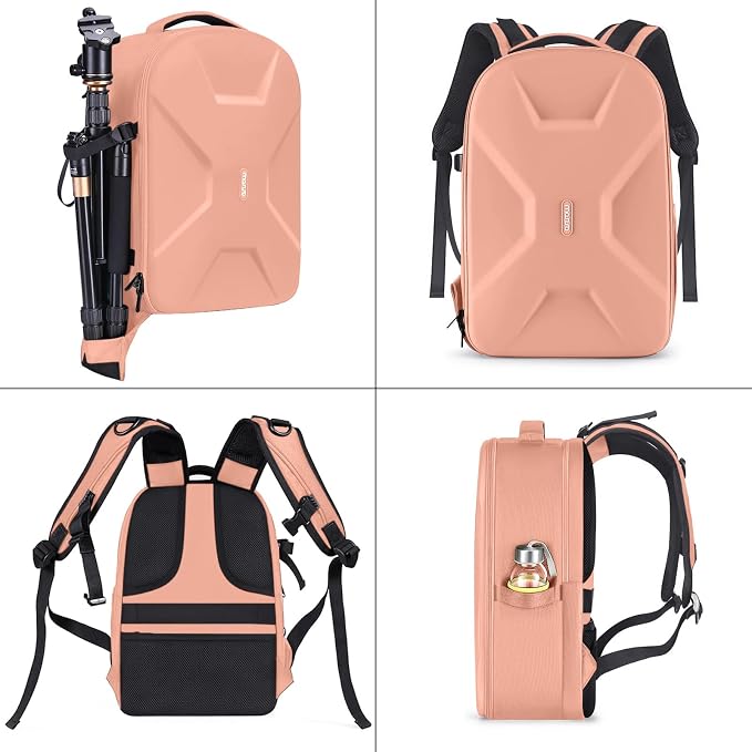 MOSISO Camera Backpack, DSLR/SLR/Mirrorless Photography Camera Bag | 15-16 inch Waterproof Hardshell Case with Tripod Holder&Laptop Compartment Compatible with Canon/Nikon/Sony, Salmon Pink - Image 5