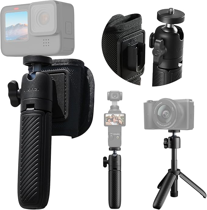 ULANZI MT88 ClipMate Tripod Mini Extension Rod for Pocket 3/Xtra Muse/Insta360 X5 X4/Action Cameras, 3-in-1 Selfie Stick w Backpack Mount Shoulder Strap, Adjustable Tabletop Tripod Handle Grip by ulanzi