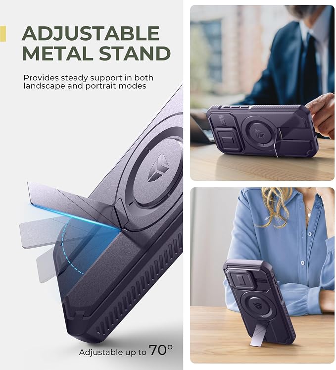 Dexnor for iPhone 15 Pro Case with Slide Camera Cover & Adjustable Kickstand, Compatible with MagSafe, Rugged Shockproof Bumper Cases Heavy-Duty Magnetic Protective Cover,6.1 inch,Phantom Purple - Image 5
