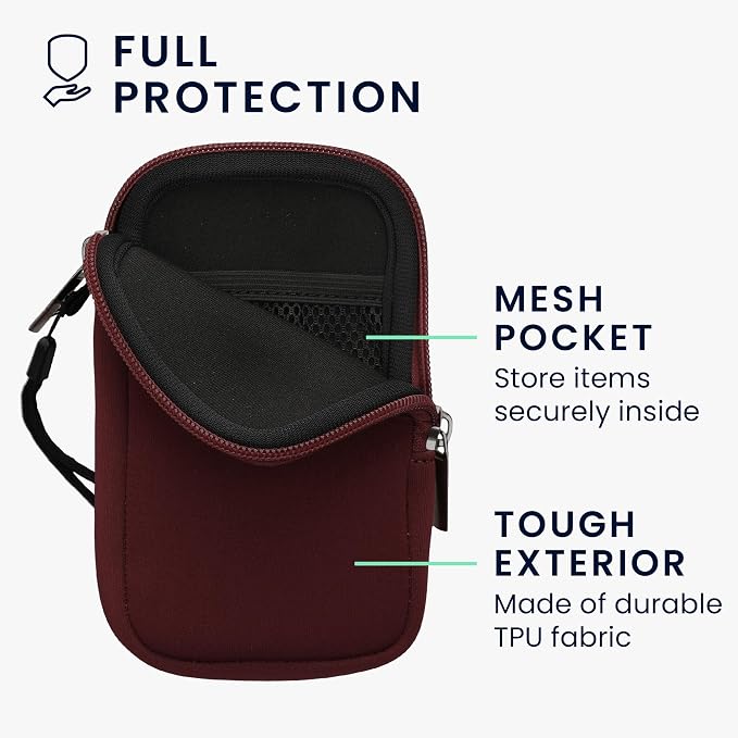 kwmobile Universal Phone Pouch Size M - 5.5" - Neoprene Smartphone Pouch with Zip - Water-Repellent Mobile Phone Case - Sleeve in Berry - Image 3