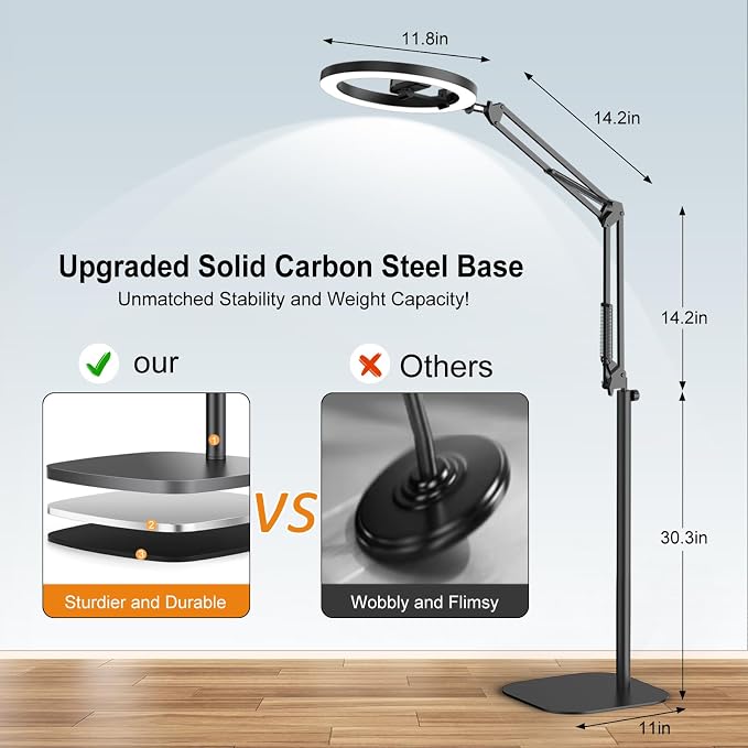 Latest Ring Light with Stand Tripod for iPhone, Overhead Phone Camera Mount with Light and Phone Holder Stand for Recording, 10” Selfie Light for Video,Streaming,Photography, Tiktok, YouTube - Image 5
