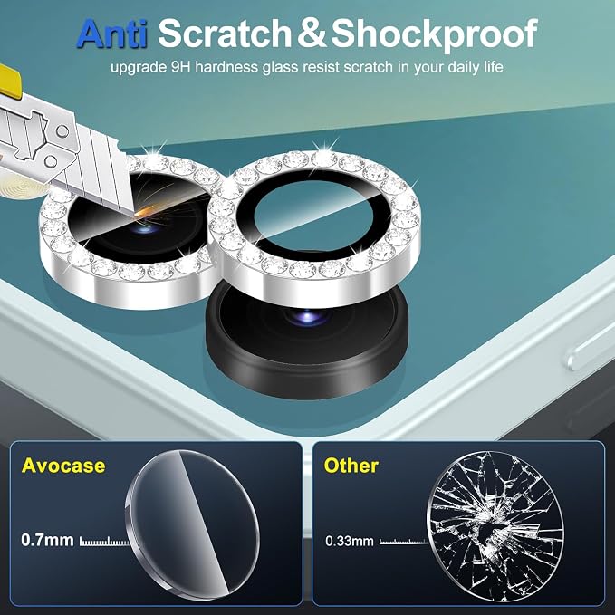 for Samsung Galaxy Z Flip 7 Camera Lens Protector, Individual Metal Ring Tempered Glass Lens Cover, [Strong Adsorption] Scratch Resistant Ultra-Thin HD Clear Lens Cover, 1 Set-Silvery Diamond - Image 3