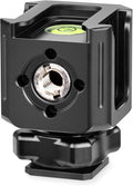 Zeadio Universal Camera Mount with 3 Cold Shoe Mounts, Hot Shoe Base & 1/4"-20 Thread | Built-in Level | Multi-Device Monitor/Light Mount Holder by Zeadio