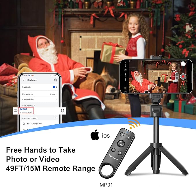 Newmowa Bluetooth Remote Shutter Rechargeable Zoom for iPhone Selfie Vlog | Support Video Photo Shooting, Lens Switching, for Travel, Group photo, ONLY Compatible with iPhone 11-17, iOS 15 and Above - Image 4