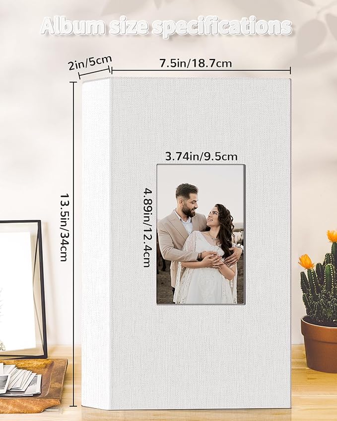 Artfeel Photo Album 4x6 with 300 Pockets,Slip-in Picture Albums,Linen Cover Memory Book with Front Window,White Page Vertical Photo Book for Wedding,Family,Anniversare,Baby,Vacation - Image 3
