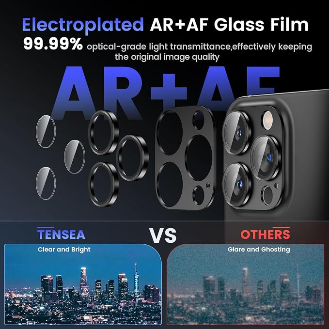 Tensea for iPhone 15 Pro Max/iPhone 15 Pro Camera Lens Protector | Metal Aluminum Alloy Tempered Glass Cover Camera Screen Protector Accessories, Case Friendly - Image 3