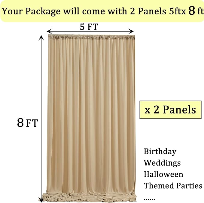 10ft x 8ft Wrinkle Free Champagne Backdrop Curtains for Parties, Thick Fabric Photo Backdrop Drapes for Weddings Photography Birthday Party Backgrpund Decor - Image 6