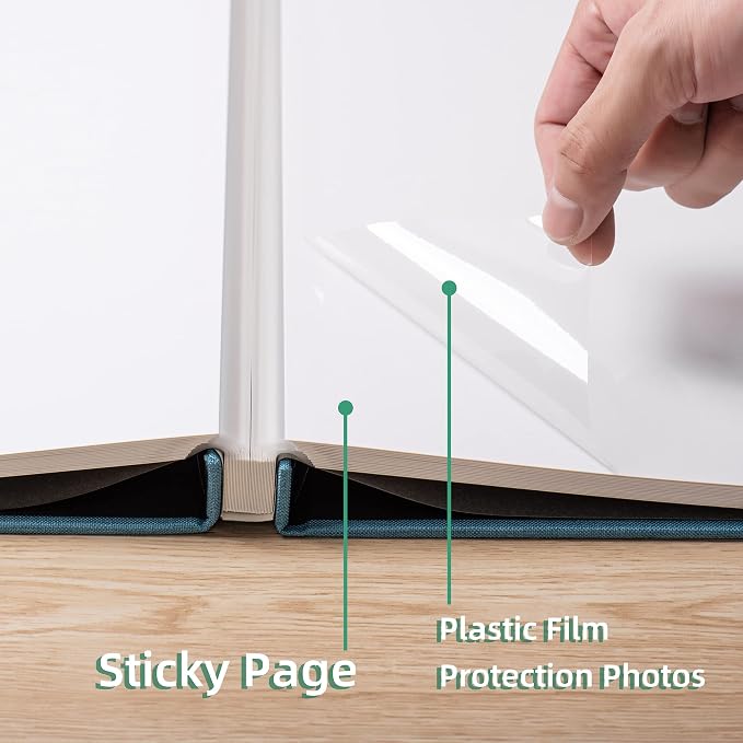 Large Photo Album Self Adhesive Scrapbook Album for 4×6 8×10 Pictures DIY Magnetic Linen Cover Album 40 Pages for Family Wedding Gifts with Metal Pen and Plastic Board - Image 5