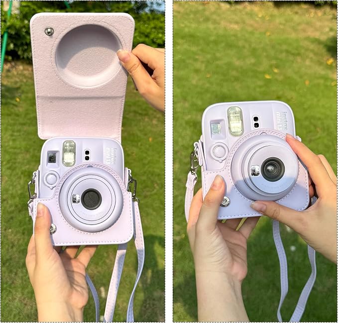 CAIYOULE Camera Case for Fujifilm Instax Mini 13 Instant Camera, Purple | Mini 13 Protective Camera Case, PU Leather Camera Bag for Fuji Instax Mini 13, with Photo Album, Adjustable Shoulder Strap - Image 6