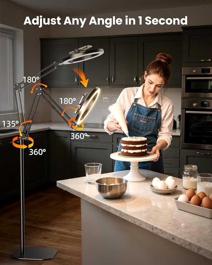 Ring Light with Stand Tripod for iPhone – Upgrade 1800 Lumens 10” Overhead Phone Tripod with Light, 2X Brighter Lighting for Video Recording, TikTok, YouTube, Streaming & Content Creator Essentials - Image 3
