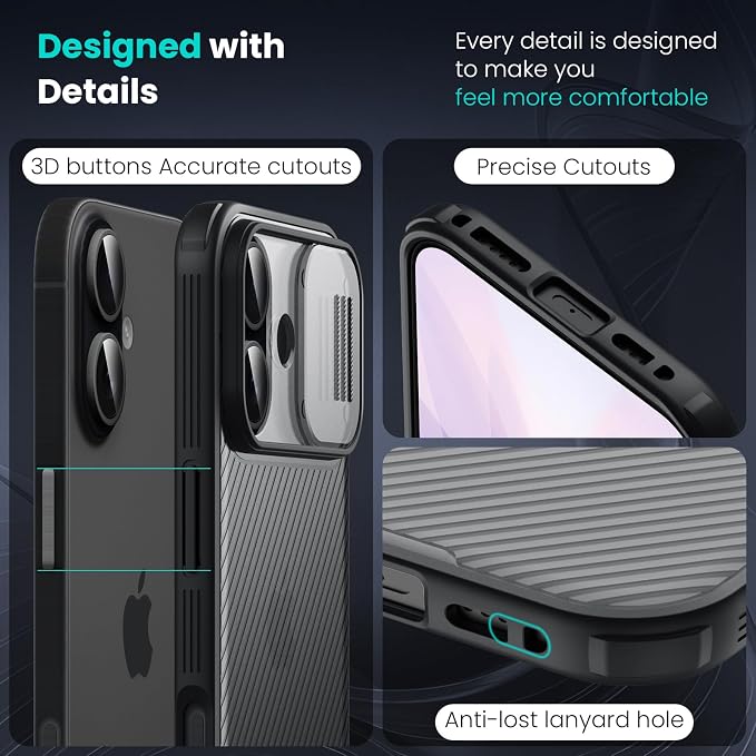 Nillkin for iPhone 17 Case with Slide Camera Cover & Thin Slim Fit | Shockproof Protective | Protector Privacy | Phone Case Camera Lens Protector, Transparent Black - Image 6