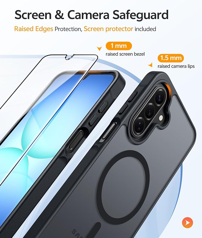 FNTCASE for Galaxy A17/A16 5G Phone Case, Fit for Magsafe, Screen Protector | Translucent Matte, 14FT Military Grade Drop Protection, Slim Shockproof Protective, for Samsung A 17 A 16 Cover, Black - Image 4