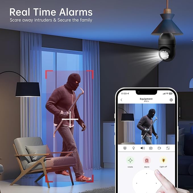 WESECUU Light Bulb Security Camera -5G& 2.4GHz WiFi 2K Security Cameras Wireless Outdoor Motion Detection and Alarm,Two-Way Talk,Color Night Vision,Human Detection, Bulb Camera Compatible with Alexa - Image 6