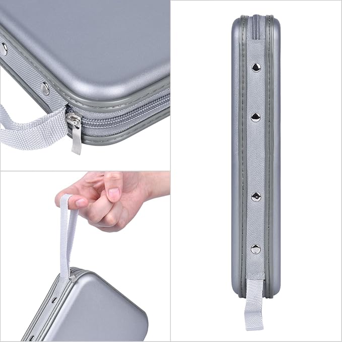 alavisxf xx CD Holder, 72 Capacity Hard Plastic Storage Case for Car | CD DVD Case, Portable Hand Strap, Zipper Closure, Anti-Slip Sleeves, Disc Storage Organizer, for Home Office Travel - Image 2
