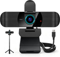 Pro QHD 2K/60fps Webcam with Tripod, External USB Camera for PC/Laptop | Dual noise-cancelling mics | Auto-focus | Wide-angle | Low-light correction | 360° rotation | CMOS sensor | Plug and Play by RUWBY