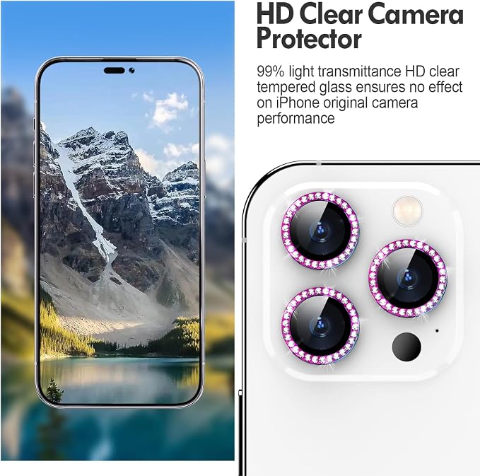 for iPhone 14 Pro/14 Pro Max Camera Lens Protector Diamond, Colorful | Individual Metal, 9H Hardness, Scratch Resistant, Shockproof, Drop Protection, Case Friendly, Stylish Accessories - Image 4