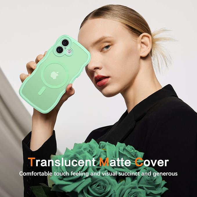 BENTOBEN Magnetic for iPhone 17 Case, Cute Wavy Full Camera Protection [Compatible with MagSafe] Translucent Matte Anti-Slip Bumper Women Girls Boys Protective Cover for 17 6.3", Matcha Green - Image 7
