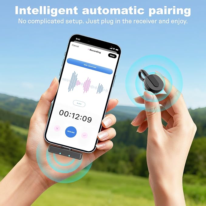 Q28 Mini Hidden Wireless Lavalier Microphone, Noise Cancelling/Mute/Reverb, Compact Clip on Microphone Wireless for Android & iPhone15/16/17(USB-C Plug), Charging Case, Video Recording Lapel Mini Mic - Image 5