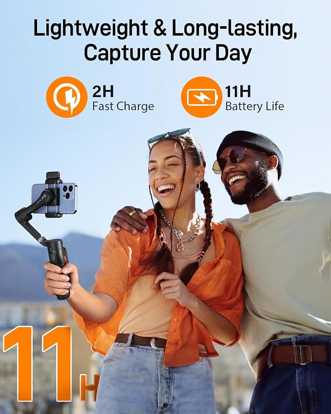 hohem iSteady X3 3-Axis Gimbal Stabilizer for iPhone & Android, Black | Detachable Remote, iSteady 8.0 Anti-Shake, Tripod & Extendable Rod, Magnetic Fill Light, AI Tracking, Foldable 0.93lb Design - Image 8