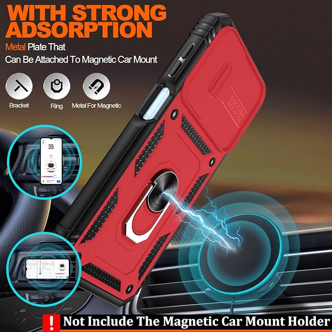 Gritup for Galaxy A23 5G Case Military-Grade Shockproof with Kickstand | (   ) with 2 PCS Screen Protector, Slide Camera Cover, Heavy Duty Funda para A 23 5G Cover, Red+Black - Image 7