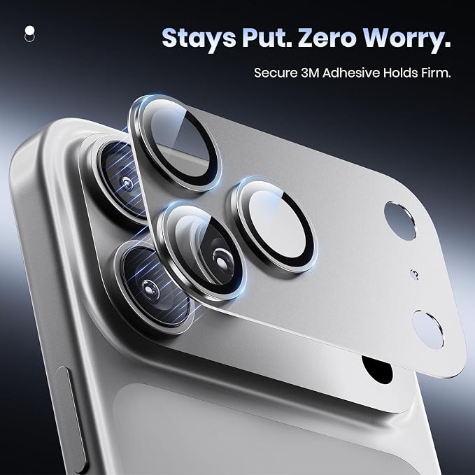 for iPhone 17 Pro Camera Lens Protector - 12FT Shatterproof | Military Grade Protection, Strong Adsorption, 9H+ Tempered Glass Camera Screen, Full Protective Cover, Case Friendly, White - Image 5