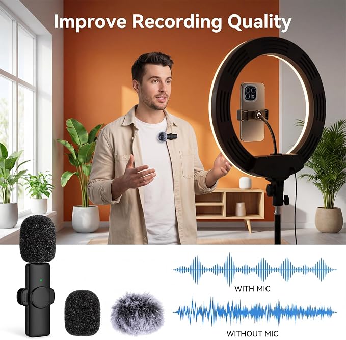 Microphone Cover, 8 PCS Mini Wireless Furry Mic Windscreen & Foam Cover Set Windproof Microphone Windscreen Wind Muff Foam Mic Covers for Lavalier Microphones, to Reduce Plosive Highlight the Vocals - Image 3