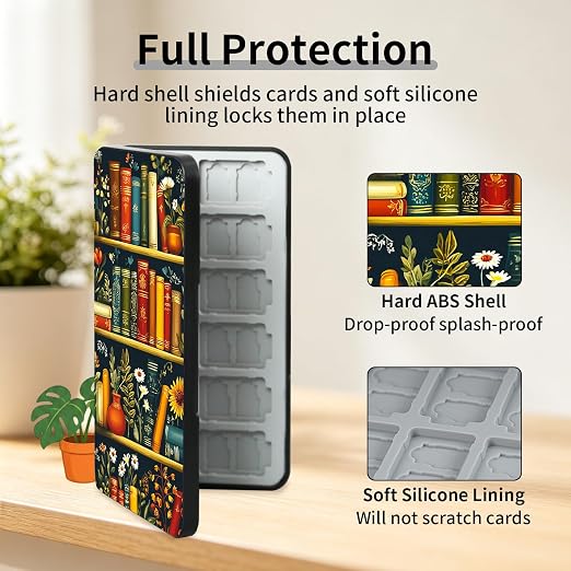 PERFECTSIGHT Switch Game Card Case, Switch 2 Game Holder Cartridge Case | Cute Flower Book Game Card Holder, 24 Game Cards Slots, 48 Micro SD Card Slots, Magnetic Closure, Hard Shell, Soft Lining - Image 4
